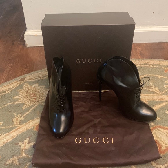 Gucci Stivale Pelle S. Cuoio Regent Nero Heels - Picture 2 of 12